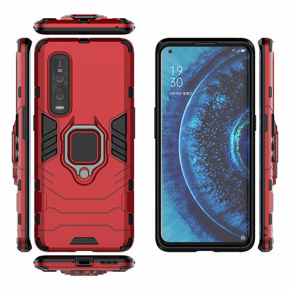 With Cool Guard Ring Holder Kickstand PC+TPU Cover for Oppo Find X2 Pro