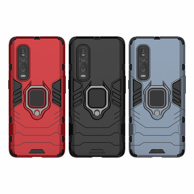 With Cool Guard Ring Holder Kickstand PC+TPU Cover for Oppo Find X2 Pro
