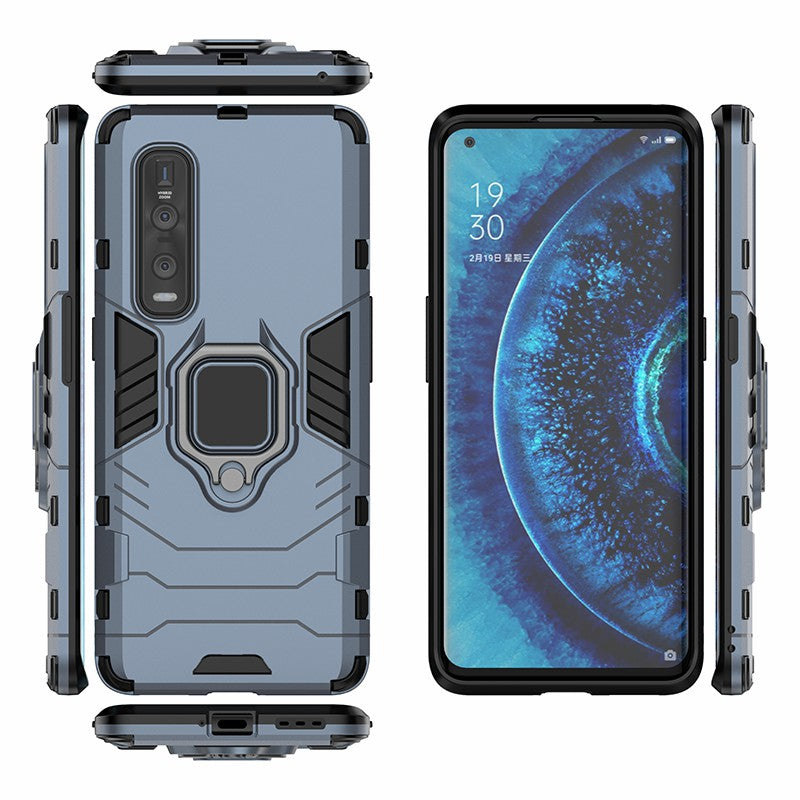 With Cool Guard Ring Holder Kickstand PC+TPU Cover for Oppo Find X2 Pro