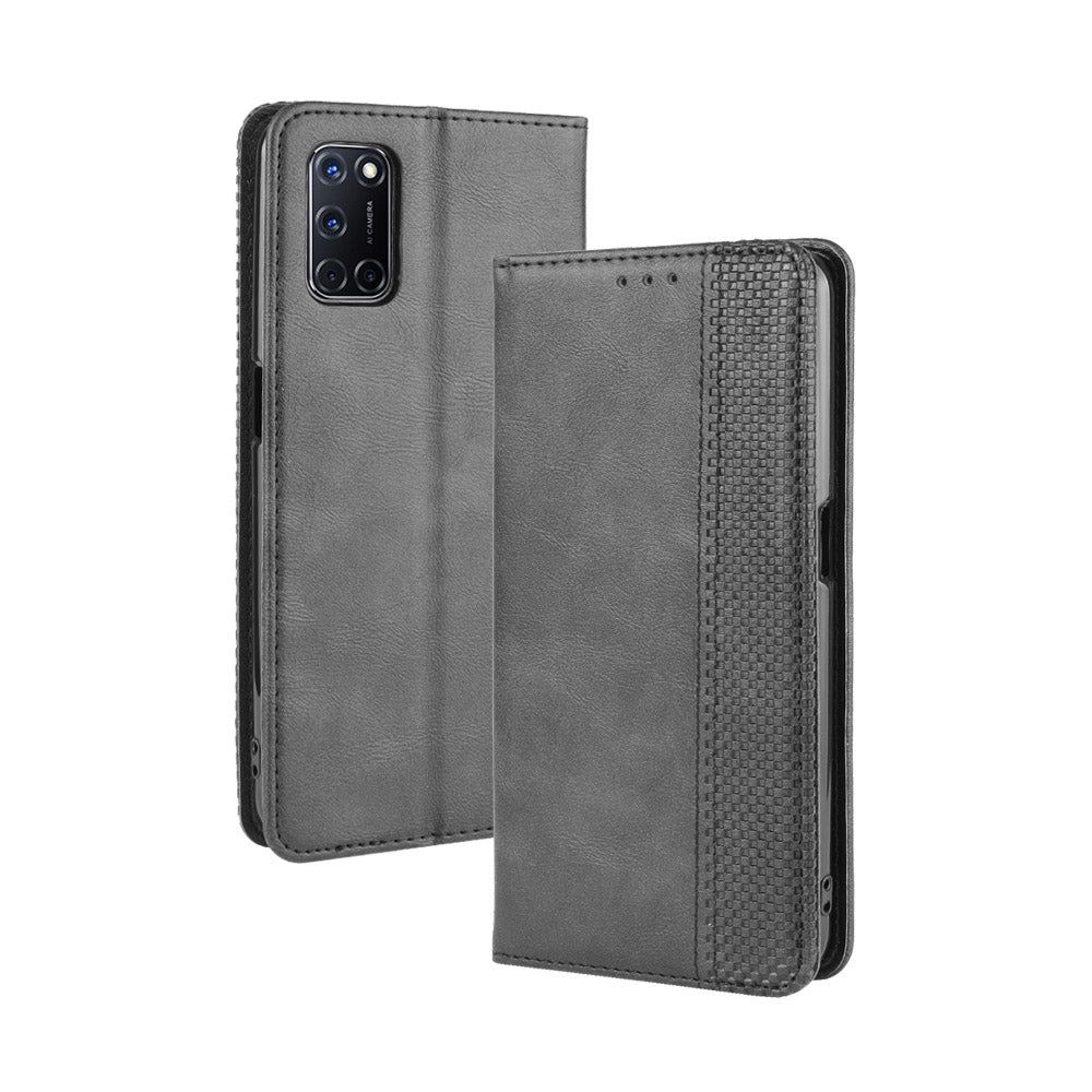 Auto-absorbed Retro PU Leather Wallet Phone Shell for OPPO A52/A72/A92
