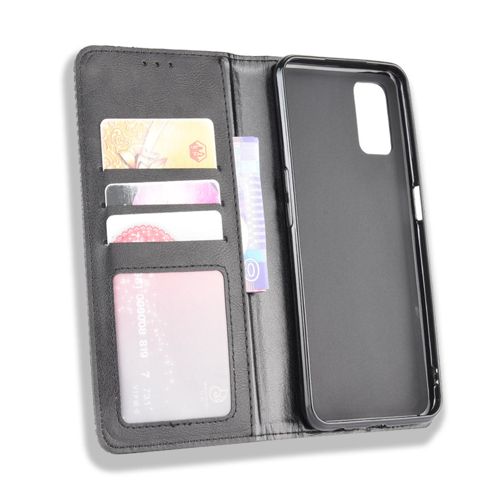 Auto-absorbed Retro PU Leather Wallet Phone Shell for OPPO A52/A72/A92