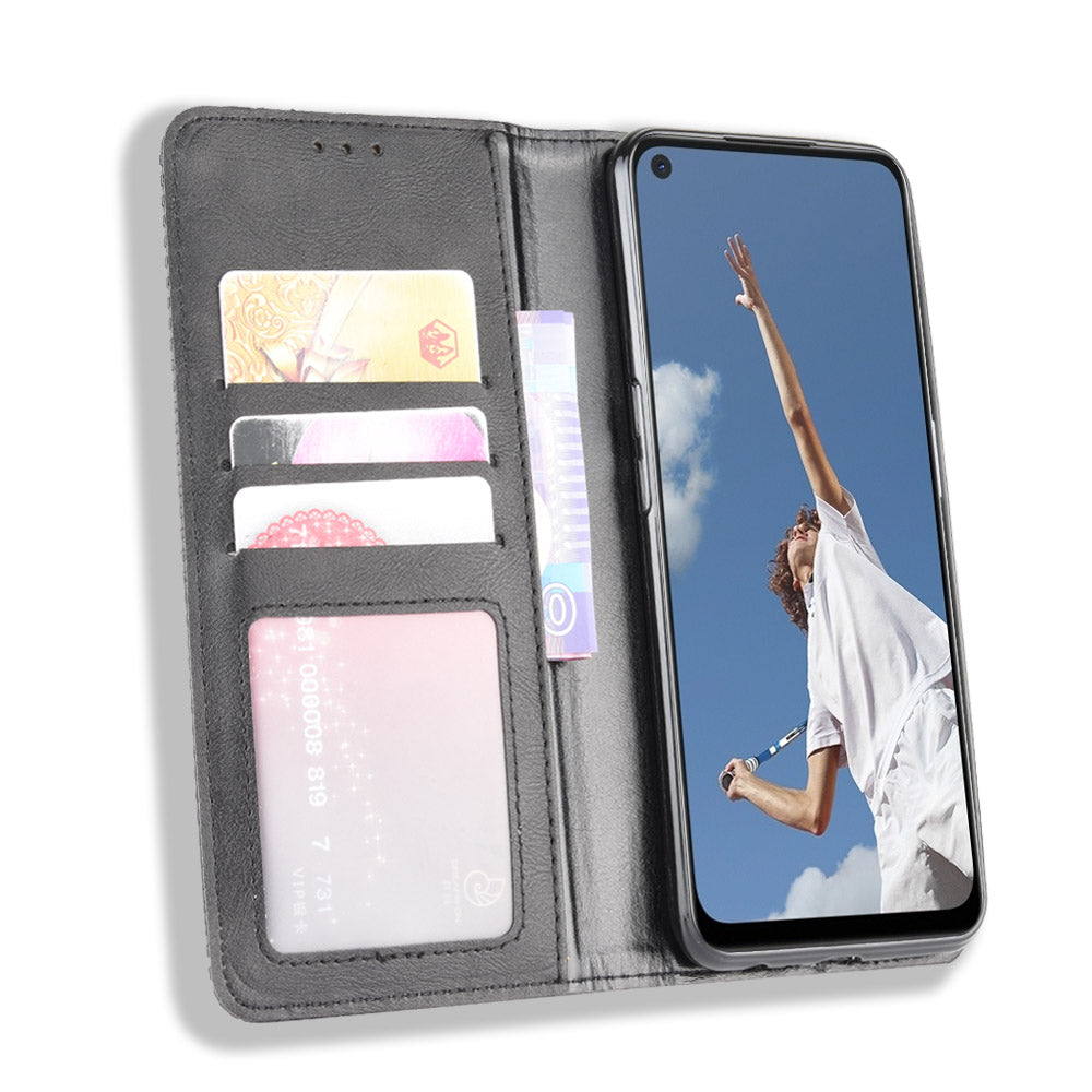 Auto-absorbed Retro PU Leather Wallet Phone Shell for OPPO A52/A72/A92