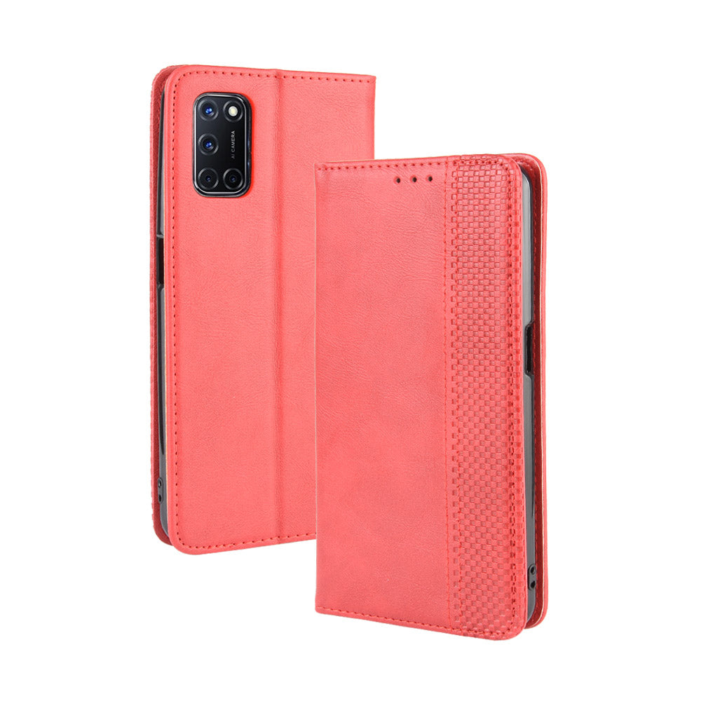 Auto-absorbed Retro PU Leather Wallet Phone Shell for OPPO A52/A72/A92