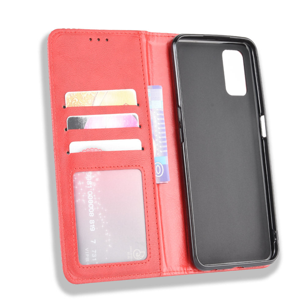 Auto-absorbed Retro PU Leather Wallet Phone Shell for OPPO A52/A72/A92