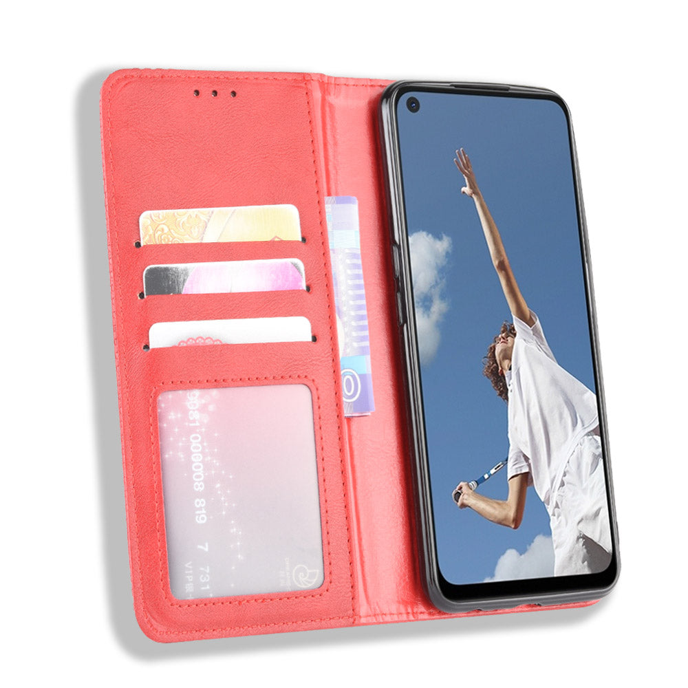 Auto-absorbed Retro PU Leather Wallet Phone Shell for OPPO A52/A72/A92