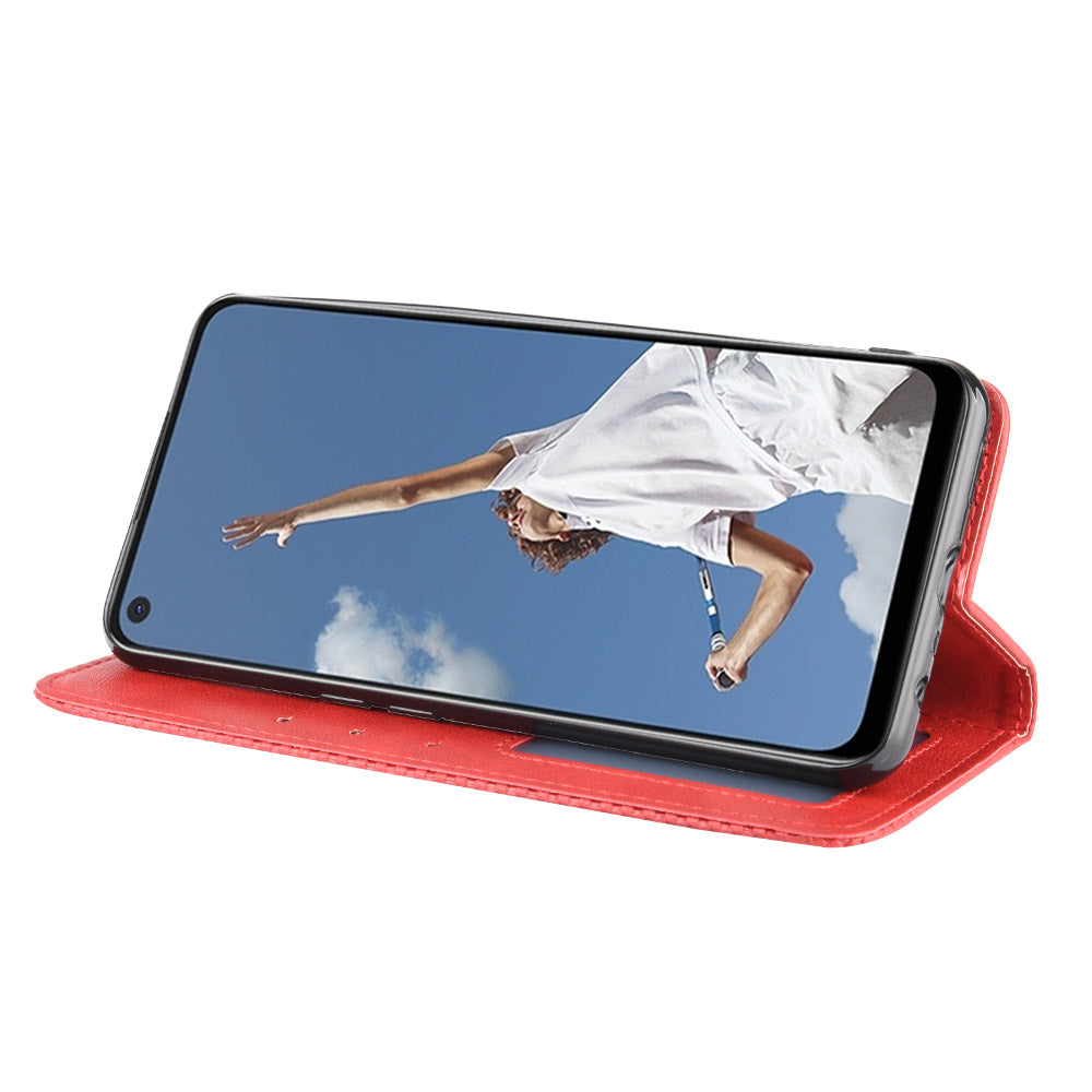 Auto-absorbed Retro PU Leather Wallet Phone Shell for OPPO A52/A72/A92
