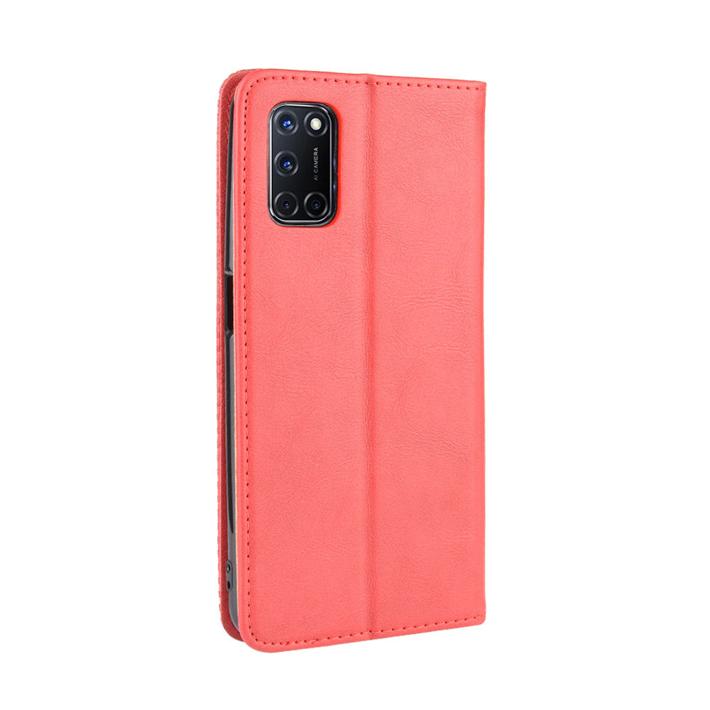 Auto-absorbed Retro PU Leather Wallet Phone Shell for OPPO A52/A72/A92