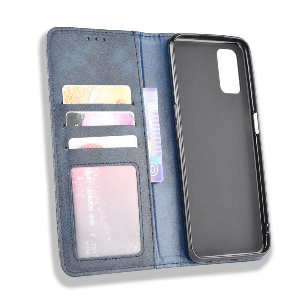 Auto-absorbed Retro PU Leather Wallet Phone Shell for OPPO A52/A72/A92