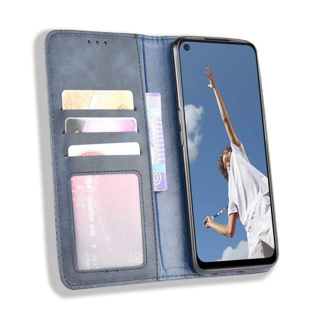 Auto-absorbed Retro PU Leather Wallet Phone Shell for OPPO A52/A72/A92