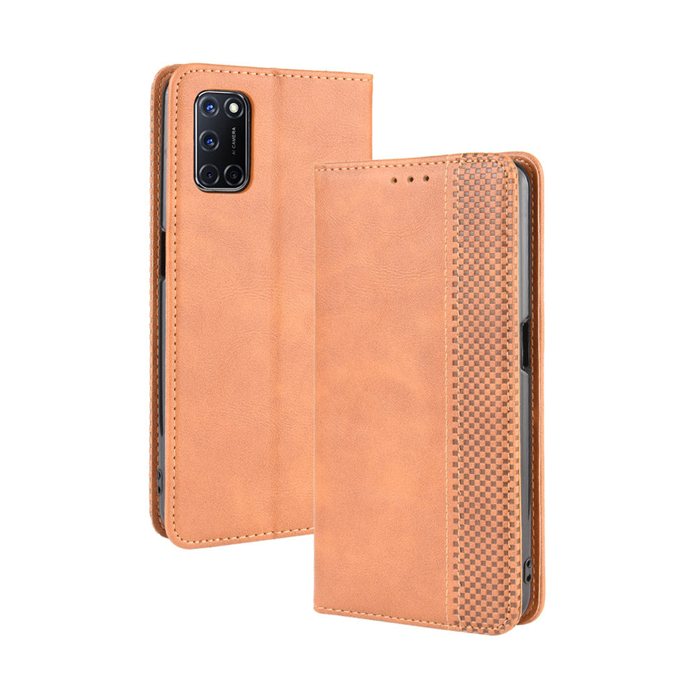 Auto-absorbed Retro PU Leather Wallet Phone Shell for OPPO A52/A72/A92