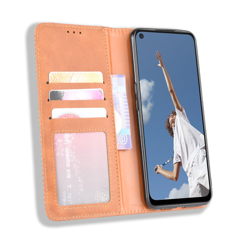 Auto-absorbed Retro PU Leather Wallet Phone Shell for OPPO A52/A72/A92