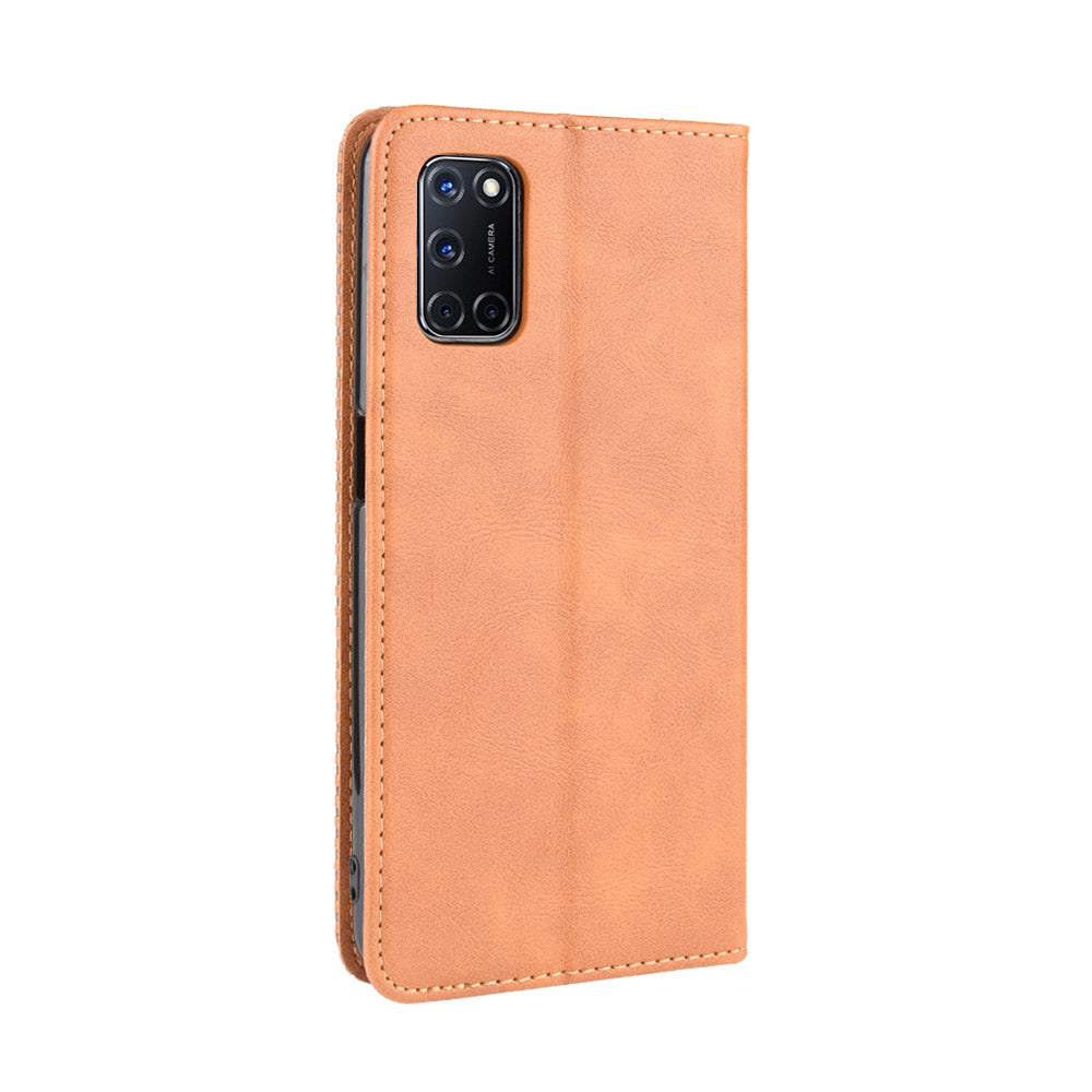Auto-absorbed Retro PU Leather Wallet Phone Shell for OPPO A52/A72/A92
