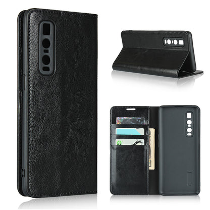 Crazy Horse Genuine Leather Wallet Stand Case for OPPO Find X2 Pro