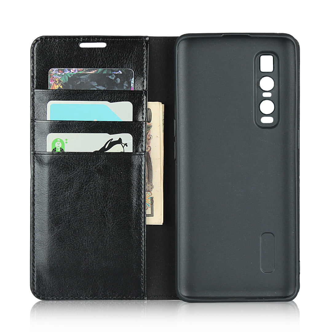 Crazy Horse Genuine Leather Wallet Stand Case for OPPO Find X2 Pro