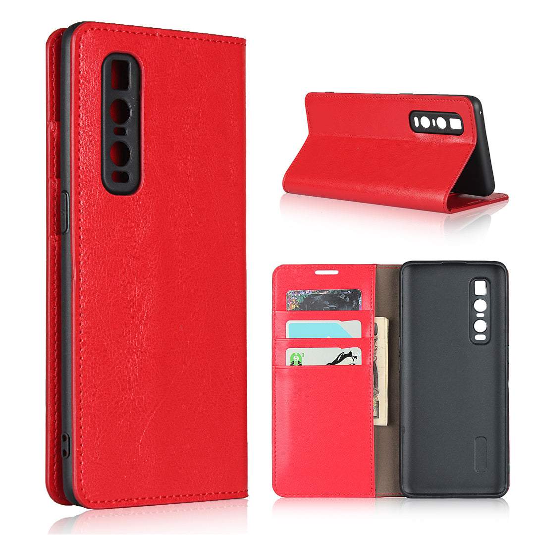 Crazy Horse Genuine Leather Wallet Stand Case for OPPO Find X2 Pro