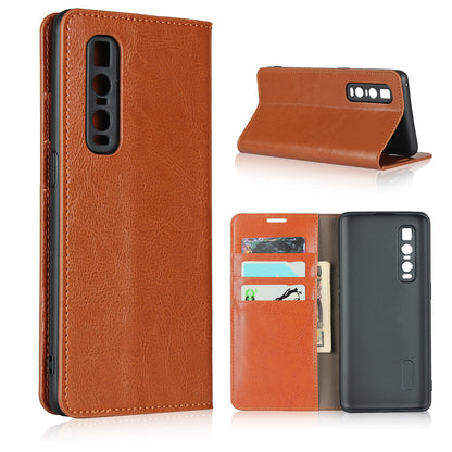 Crazy Horse Genuine Leather Wallet Stand Case for OPPO Find X2 Pro