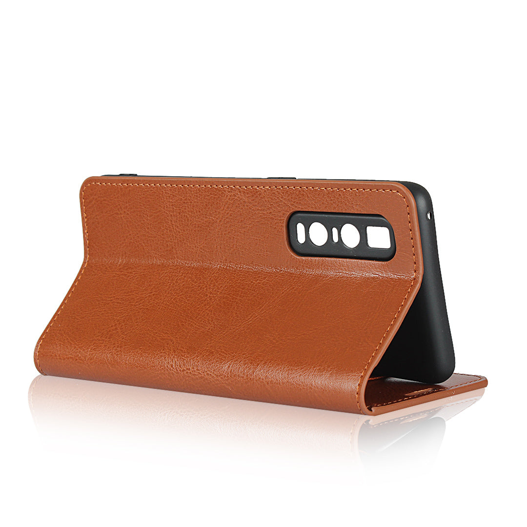 Crazy Horse Genuine Leather Wallet Stand Case for OPPO Find X2 Pro