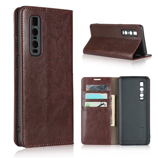 Crazy Horse Genuine Leather Wallet Stand Case for OPPO Find X2 Pro