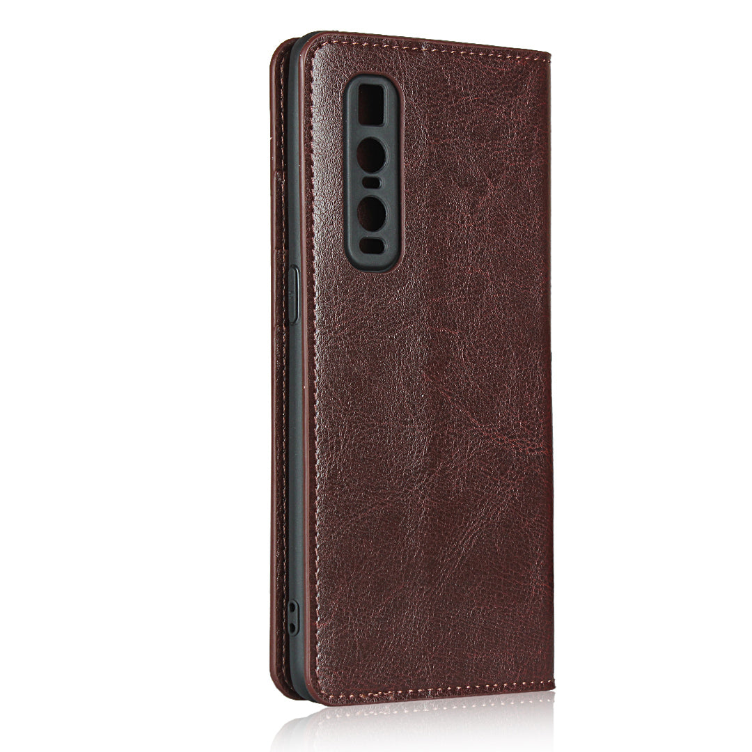 Crazy Horse Genuine Leather Wallet Stand Case for OPPO Find X2 Pro