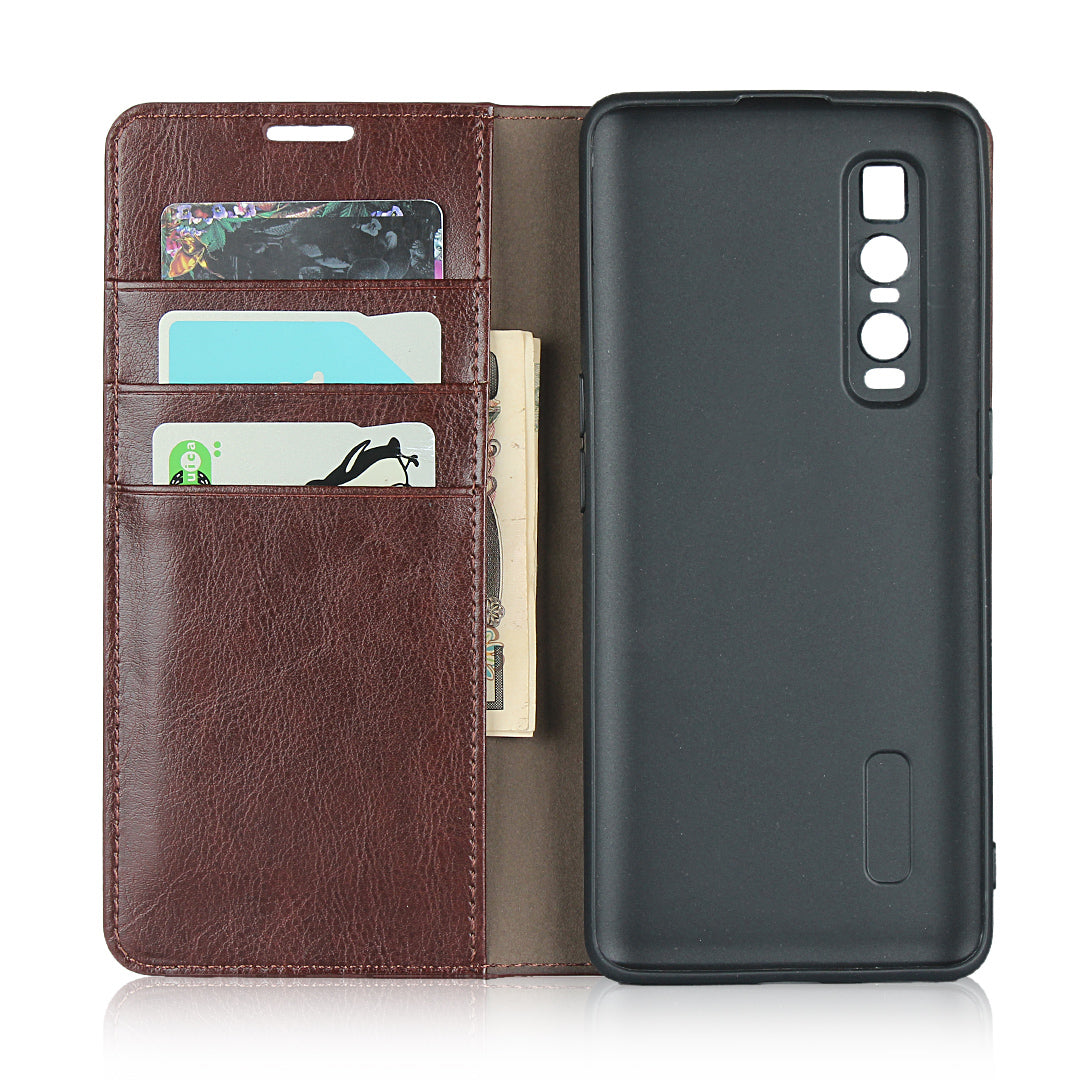 Crazy Horse Genuine Leather Wallet Stand Case for OPPO Find X2 Pro