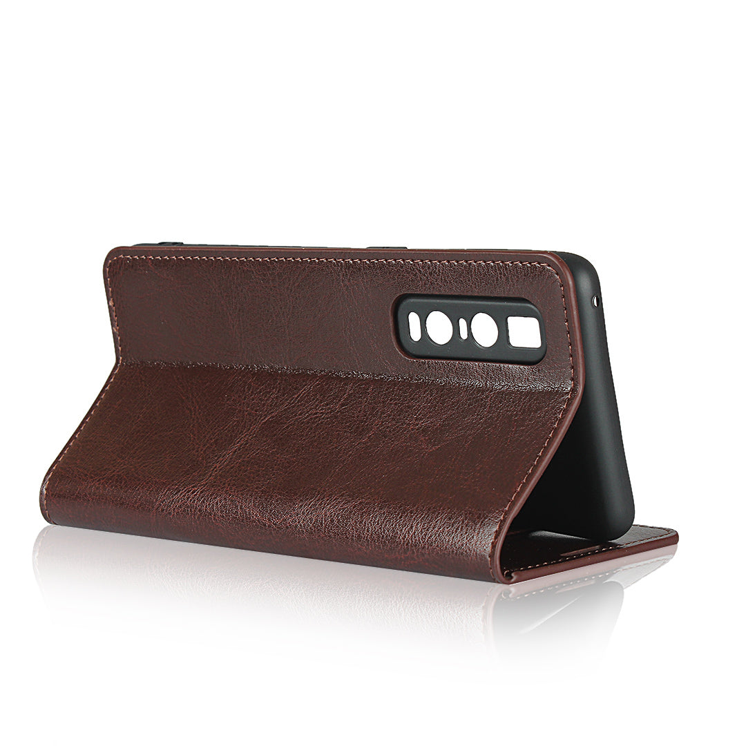 Crazy Horse Genuine Leather Wallet Stand Case for OPPO Find X2 Pro