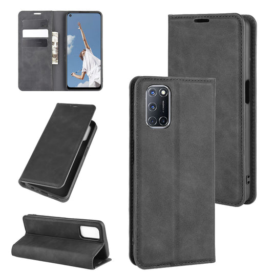 Silky Touch Stylish Auto-absorbed Flip Leather Wallet Stand Case for Oppo A52/A92/A72