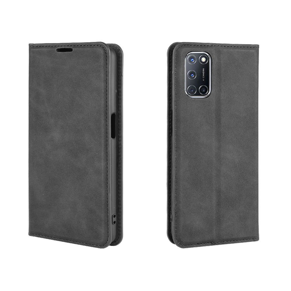 Silky Touch Stylish Auto-absorbed Flip Leather Wallet Stand Case for Oppo A52/A92/A72