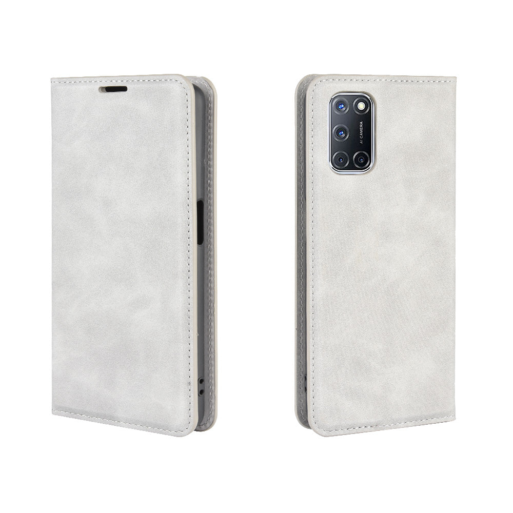 Silky Touch Stylish Auto-absorbed Flip Leather Wallet Stand Case for Oppo A52/A92/A72