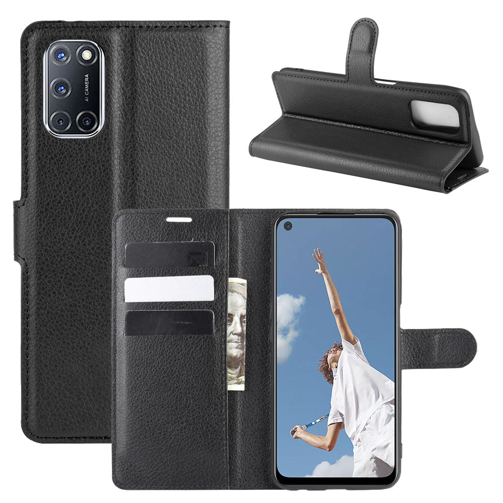 Litchi Skin Wallet Leather with Stand Case for Oppo A52/A92/A72