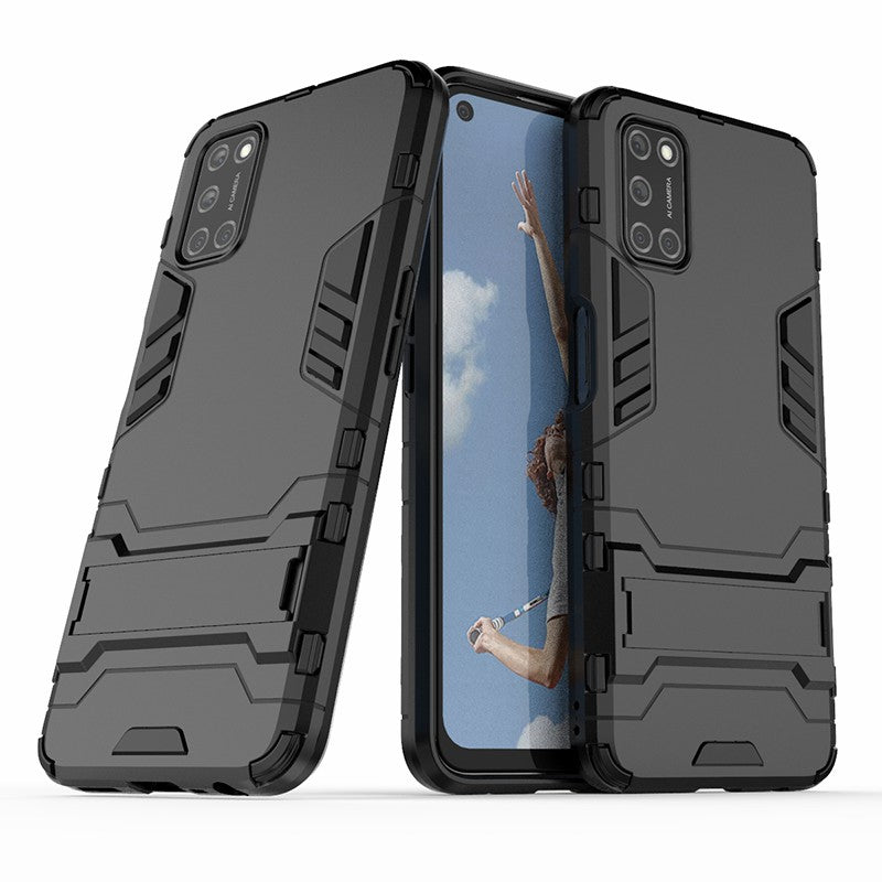 Plastic + TPU Hybrid Phone Case with Foldable Invisible Kickstand for OPPO A52/A72/A92