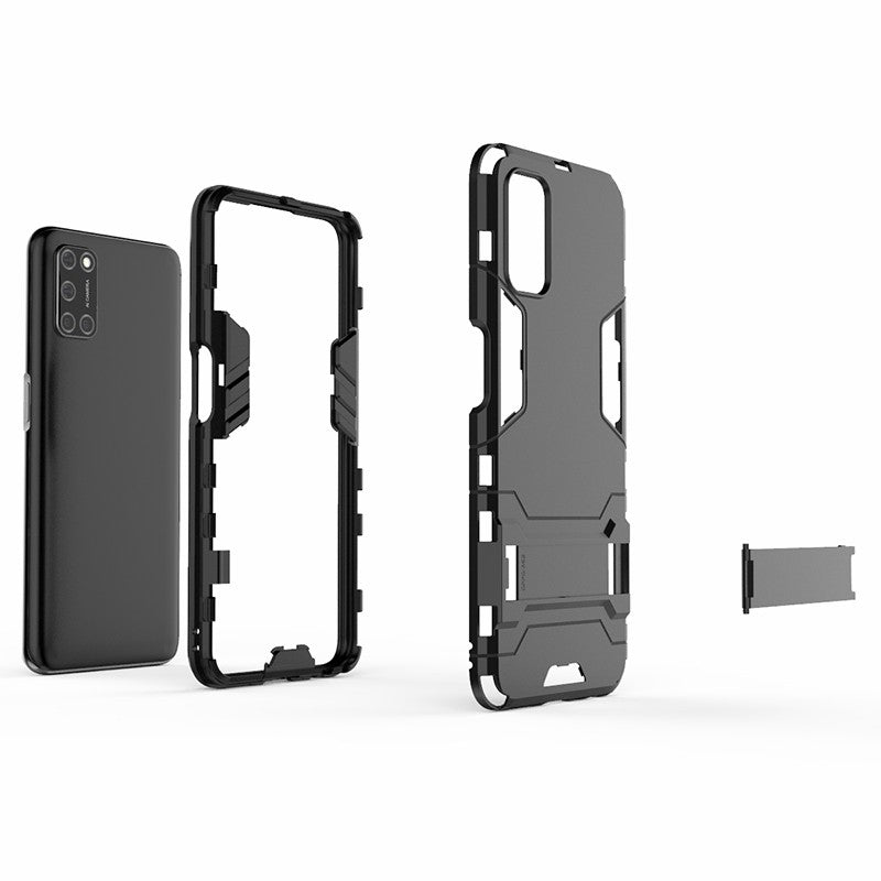 Plastic + TPU Hybrid Phone Case with Foldable Invisible Kickstand for OPPO A52/A72/A92