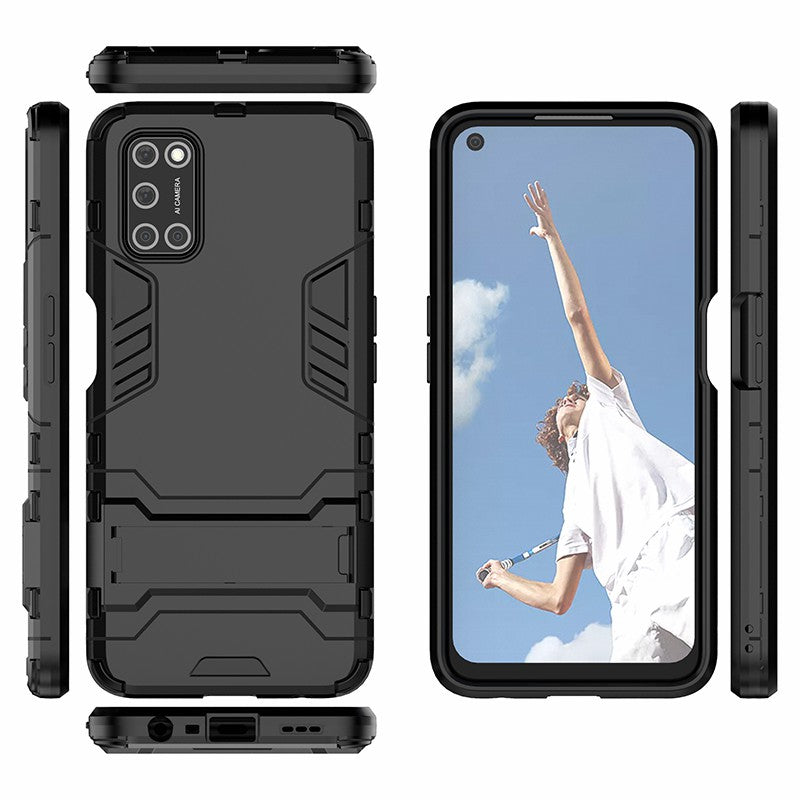 Plastic + TPU Hybrid Phone Case with Foldable Invisible Kickstand for OPPO A52/A72/A92
