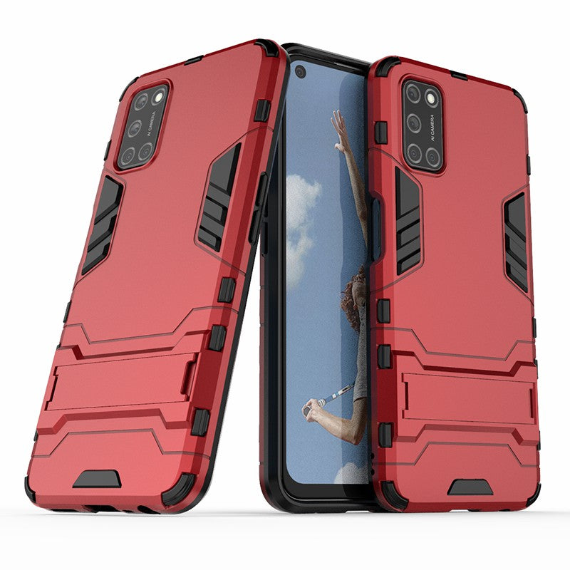 Plastic + TPU Hybrid Phone Case with Foldable Invisible Kickstand for OPPO A52/A72/A92