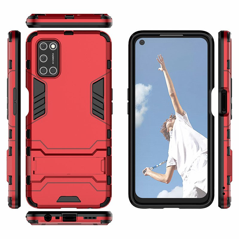 Plastic + TPU Hybrid Phone Case with Foldable Invisible Kickstand for OPPO A52/A72/A92
