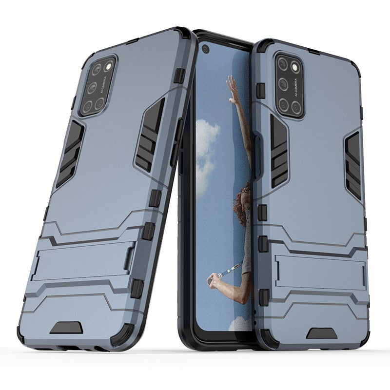 Plastic + TPU Hybrid Phone Case with Foldable Invisible Kickstand for OPPO A52/A72/A92