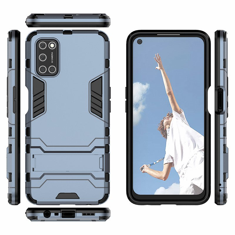 Plastic + TPU Hybrid Phone Case with Foldable Invisible Kickstand for OPPO A52/A72/A92