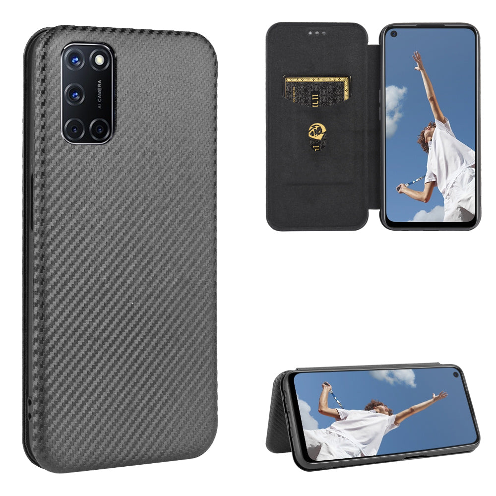 Carbon Fiber Skin Auto-absorbed Leather Cover for Oppo A92/A72/A52