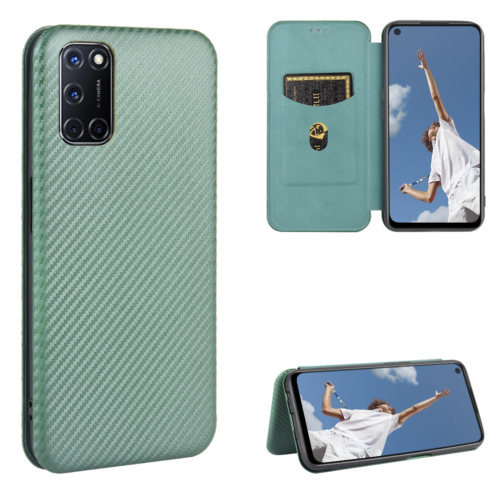 Carbon Fiber Skin Auto-absorbed Leather Cover for Oppo A92/A72/A52