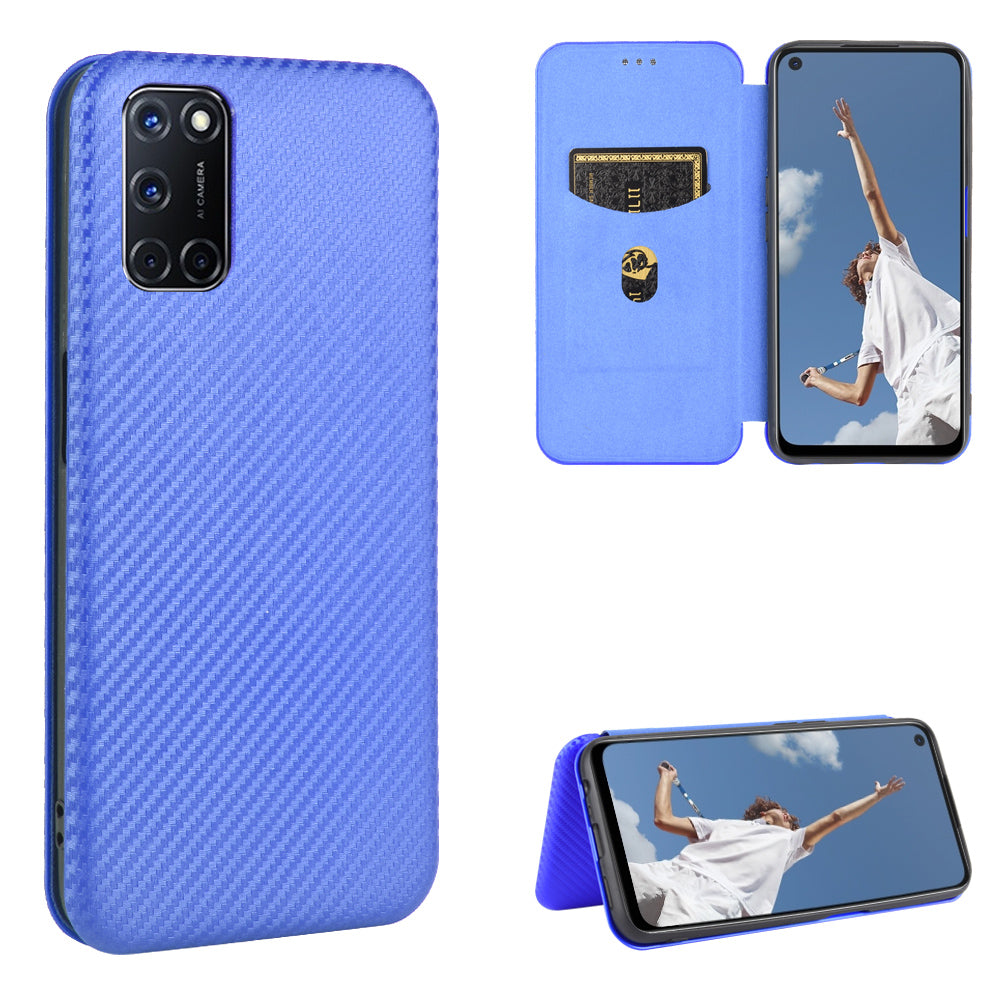 Carbon Fiber Skin Auto-absorbed Leather Cover for Oppo A92/A72/A52