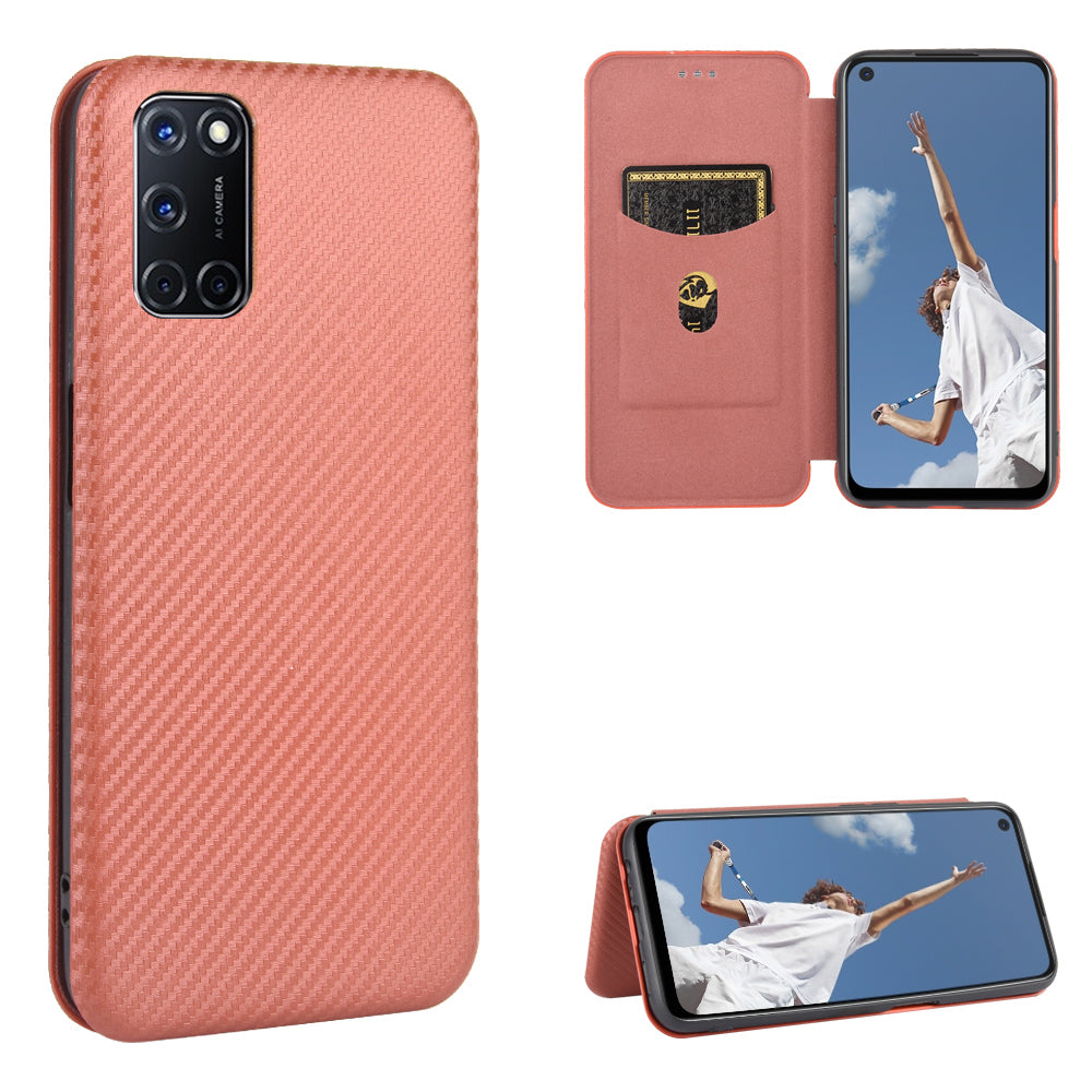 Carbon Fiber Skin Auto-absorbed Leather Cover for Oppo A92/A72/A52