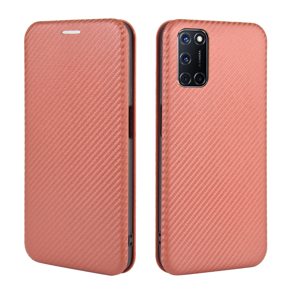 Carbon Fiber Skin Auto-absorbed Leather Cover for Oppo A92/A72/A52