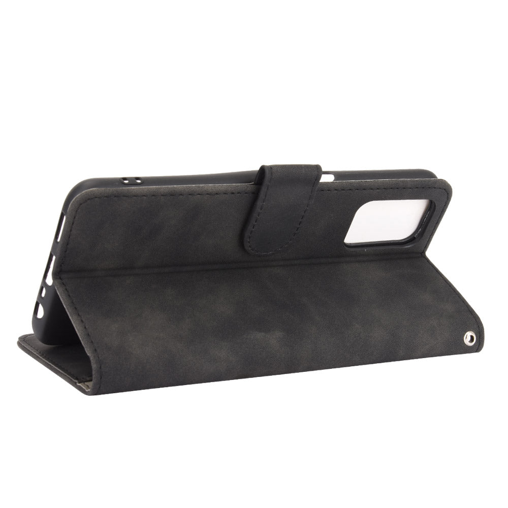 Skin-touch Wallet Stand Flip Leather Phone Cover for OPPO A52/A72/A92