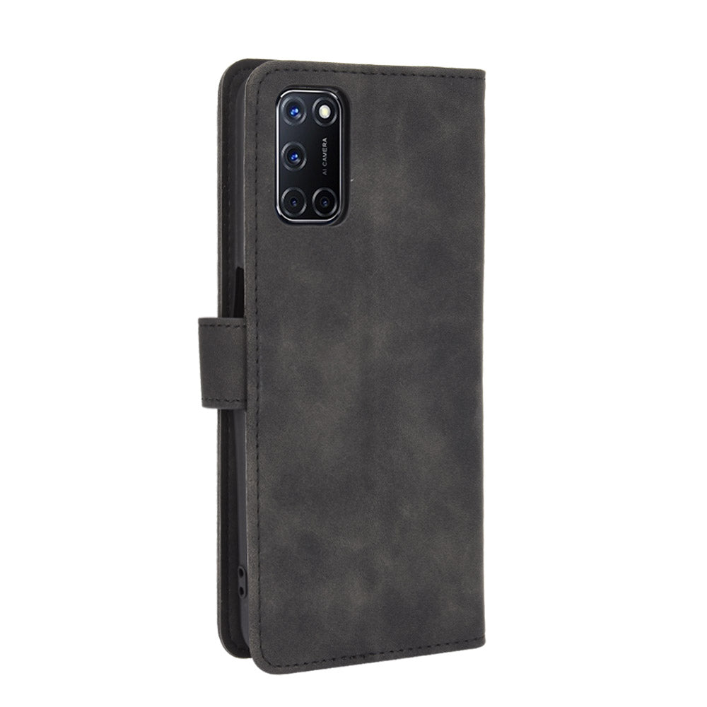 Skin-touch Wallet Stand Flip Leather Phone Cover for OPPO A52/A72/A92