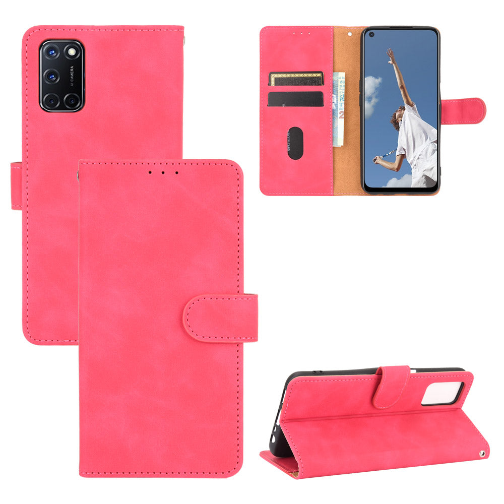 Skin-touch Wallet Stand Flip Leather Phone Cover for OPPO A52/A72/A92