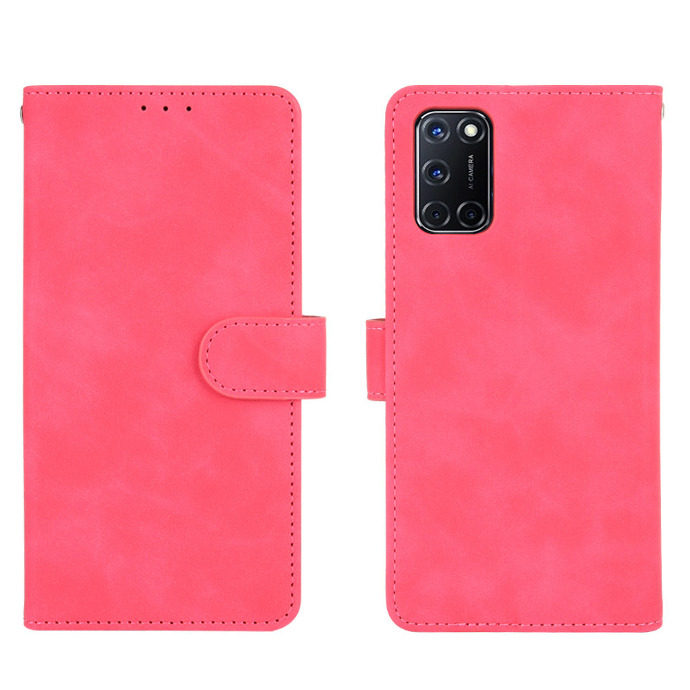 Skin-touch Wallet Stand Flip Leather Phone Cover for OPPO A52/A72/A92