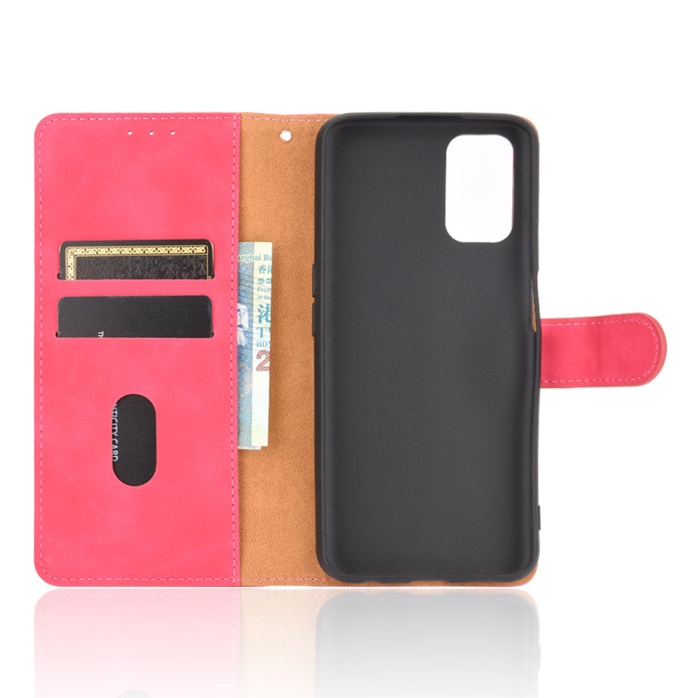 Skin-touch Wallet Stand Flip Leather Phone Cover for OPPO A52/A72/A92