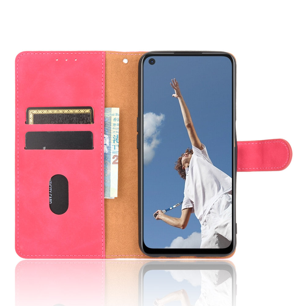 Skin-touch Wallet Stand Flip Leather Phone Cover for OPPO A52/A72/A92