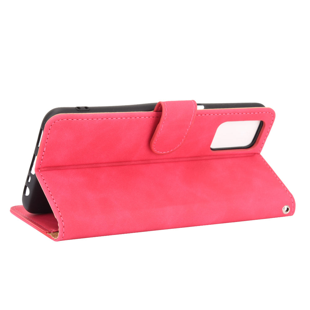 Skin-touch Wallet Stand Flip Leather Phone Cover for OPPO A52/A72/A92