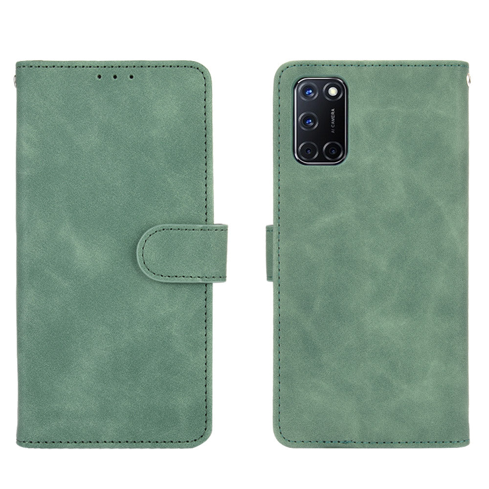 Skin-touch Wallet Stand Flip Leather Phone Cover for OPPO A52/A72/A92