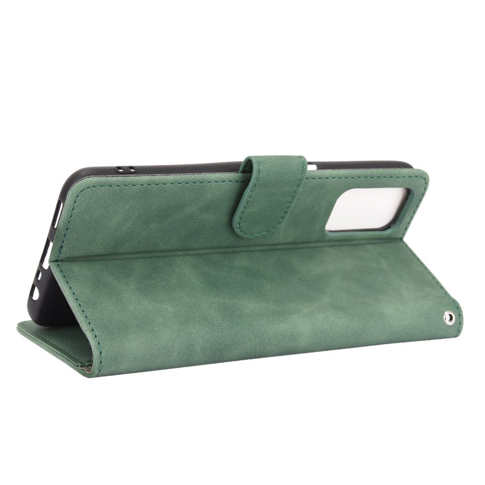 Skin-touch Wallet Stand Flip Leather Phone Cover for OPPO A52/A72/A92